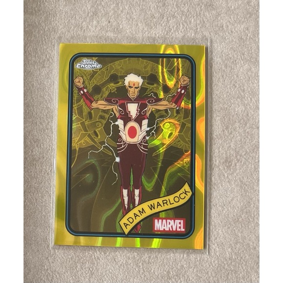 2025 Topps Chrome Marvel Adam Warlock Yellow Lava Refractor #144 - Picture 1 of 2